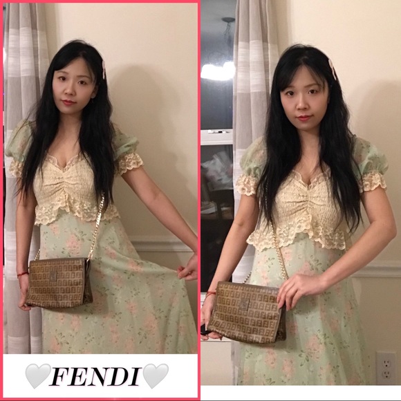 🌸Auth🌸Beautiful FENDI Zucchino Zucca Monogram FF Logo Clutch/Shoulder Bag 🦋 - Picture 3 of 14